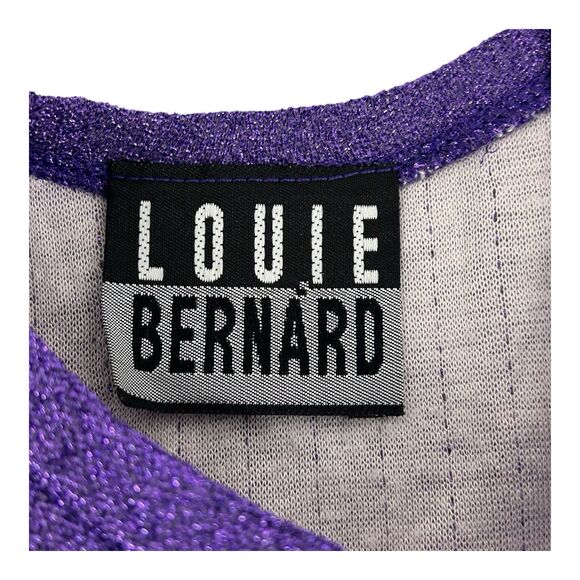 Louie Bernard Vtg Set Tank Top & Pull-on Pants Purple Sparkle High Waist Size L - Picture 4 of 16